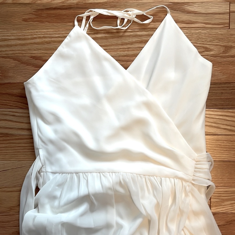 BNWT Ceremony by Joanne August Halter Wrap Chiffon Dress in Off-White size M